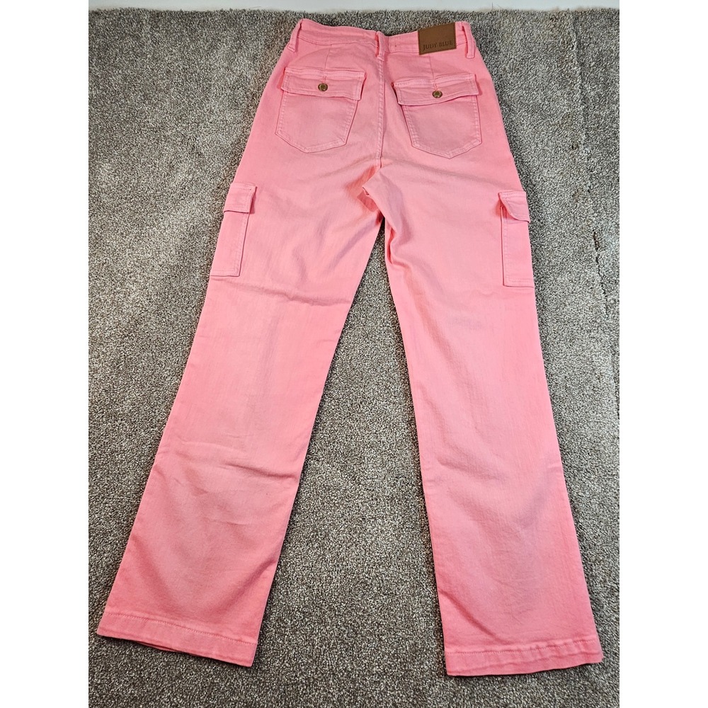 Judy Blue Pink Garment Dyed Cargo Straight Leg Jeans Womens 5/27 JB88837 C - Picture 7 of 15